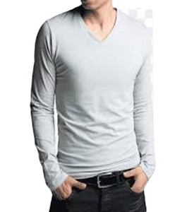T-shirt pour homme en coton 100% durable, col en V, manches longues, coupe ajustée, style vintage, séchage rapide, tissu jersey 180g - Product Image 2
