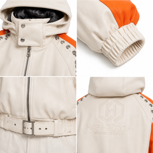 Chaqueta Deportiva Hasbloom para Mujer, con Paneles Naranjas, Resistente al Viento, Cuello Alto, Cierre de Cremallera, Estilo Utilitario de Invierno, Nailon/Algodón - Product Image 4