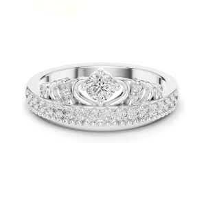 Anillo de Oro Amarillo con Diamante Cultivado en Laboratorio y Halo de Diamantes con Piedra Central Redonda Elevada - Product Image 1