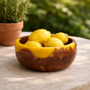 Decorative Acacia Wood with Epoxy Resin Gold Natural Brown Hand-Crafted round Salad <b>Bowl</b> Serveware for Party Festival Home Decor - Product Image 3