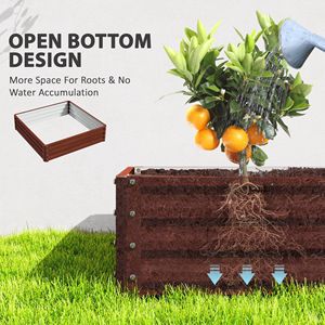 4FT X 4FT X 1FT Galvanized Raised Garden Bed Metal <b>Planter</b> Box for Growing <b>Vegetables</b> Flowers Herbs Natural Wood Accents - Product Image 6