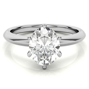 Bague de fiançailles solitaire en moissanite ovale de 2 carats sur mesure, or blanc 14 carats massif, bague de mariage minimaliste - Product Image 2