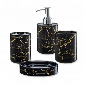 Juego de accesorios de baño de mármol decorativo de 4 piezas - Product Image 1