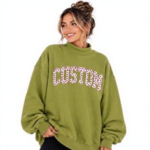 Sweat-shirt à col montant en tissu polaire respirant et à séchage rapide, coupe ample, écologique, entièrement personnalisable avec broderie, pour femmes, hiver - Product Image 1