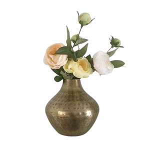 Vase à fleurs en laiton martelé de qualité supérieure, forme ronde, pour la maison et la table. - Product Image 1