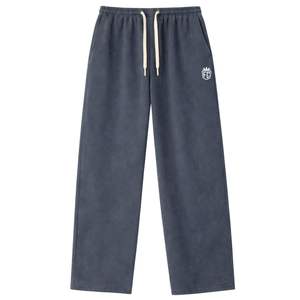 Ensemble veste zippée à col montant côtelé gris délavé et pantalon de jogging pour homme, en coton, style streetwear, mode - Product Image 3