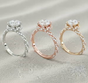 Anillo de Compromiso con Diamante Cultivado en Laboratorio, Chapado en Oro Rosa de 14K, Diseño Trenzado con Halo, Joyería Vintage Personalizada, Fabricante OEM ODM - Product Image 5