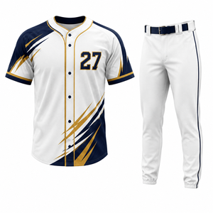 Maillots et pantalons de baseball personnalisés imprimés en sérigraphie, tissu en maille 100% polyester, séchage rapide, taille élastique, manches courtes, équipe personnalisée - Product Image 1