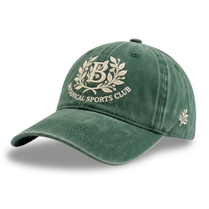Gorra de béisbol de mezclilla desgastada, gorra de algodón personalizada, bordado retro con parche circular, visera curva lavada, gorra de papá sin estructura - Product Image 3
