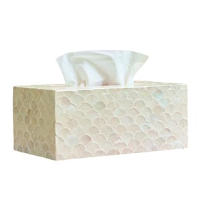 Caja de pañuelos rectangular de alta gama con incrustaciones de nácar y madera hecha a mano para decoración del hogar - Product Image 5