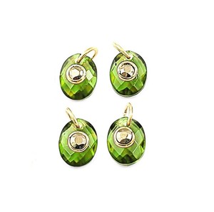 Pendentif ovale double pierre précieuse en quartz péridot plaqué or - Breloques faites à la main DIY en gros - Product Image 1