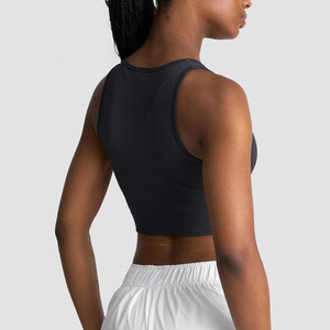 Débardeur court pour femme, design col en V profond, en Spandex/Nylon, extensible dans quatre directions, anti-transpiration, pour l'entraînement et le sport - Product Image 5