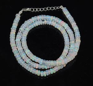 Minimalist 15-Inch Ethiopian <b>Fire</b> <b>Opal</b> Smooth <b>Necklace</b> 4mm Rondelle Beads Faceted Plain Style with Extension - Product Image 5