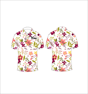 เสื้อโปโลพิมพ์ลายดอกไม้ป่าแบบกำหนดเอง ระบายอากาศได้ดี น้ำหนักเบา เหมาะสำหรับทีมกอล์ฟ แขนสั้น แบบซับลิเมชั่น เสื้อผ้าลำลองสำหรับการแสดง - Product Image 1