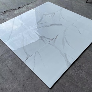 Carreaux de sol en porcelaine blanche de Carrare, carreaux vitrifiés de luxe 60x60 pour salon - Product Image 5