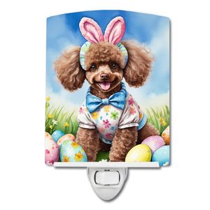 UL-Certified Compact Ceramic Night <b>Light</b> New Chocolate Poodle Easter <b>Egg</b> Hunt 6x4x3 Multicolor for Bedroom Hallway Kitchen - Product Image 1
