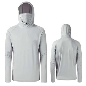 Chemise de pêche unisexe à manches longues avec capuche anti-UV UPF 50, couleur unie, polyester, vêtements de sport d'extérieur, style pull, taille adulte - Product Image 5