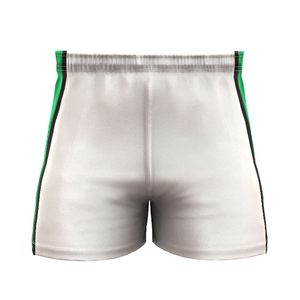 Ensemble de shorts haute performance pour hommes, tenue d'entraînement de rugby avancée, vert émeraude, panneau blanc, maillot respirant sublimé - Product Image 4