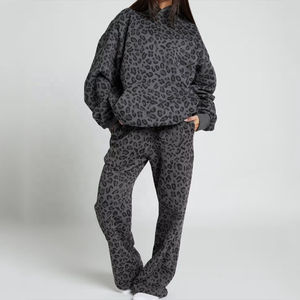 Ensemble survêtement unisexe tendance en coton peigné super doux, comprenant un sweat à capuche et un pantalon de survêtement camouflage, coupe oversize – Nouvelle collection très prisée - Product Image 1