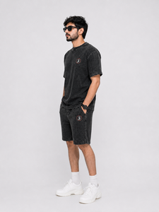 Men Acid Wash Summer <b>Set</b> Vintage Washed Two Piece Outfit Short Sleeve T Shirt And Matching Shorts Lightweight Breathable Casual - Product Image 3
