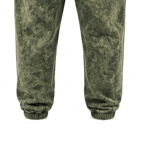 Conjunto Deportivo de Algodón Lavado al Ácido para Hombre, Pantalones Largos con Capucha y Cordón Ajustable, Logotipo con Pedrería, Estilo Casual Otoñal - Product Image 5