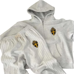 ชุดวอร์มลายทางด้านข้าง ผ้าฝ้าย 100% ชุดจ็อกเกอร์ผู้ชาย กางเกงวอร์มขาบานและเสื้อฮู้ดดี้ ชุดวอร์มสำหรับผู้ชาย ผ้าฝ้าย 100% - Product Image 2