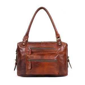 ZOLO LEATHERS Unisex Faux Leather Boston Bag Chain Strap 2-2.9L Zipper Closure Dress Daily Use Open Top Design Brown <b>Bow</b> Pattern - Product Image 3