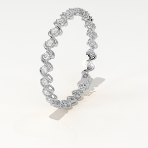 Bracelet Chaîne en Or 14K de Luxe Aarinya avec Diamants Ronds Brillants Sertis en Canal, Design Géométrique, Bracelet à Porter au Quotidien - Product Image 2