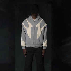 American Retro Letter Printed Devil Pattern Hoodie Y2k Harajuku Casual <b>Couple</b> Zipper <b>Hoodies</b> Streetwear Style Knitted Polyester - Product Image 2