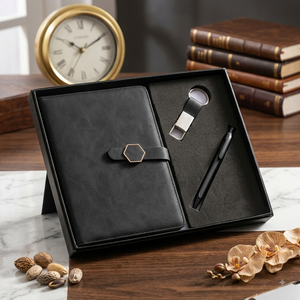 Aurelux RE041 – Étui de luxe en similicuir A5 multicolore pour agenda, avec stylo et porte-clés, pour usage professionnel, logo personnalisé, cadeau d'entreprise - Product Image 2
