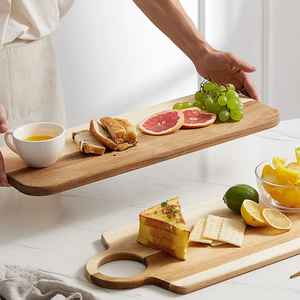 Tabla de cortar cuadrada de madera de acacia con ranura para jugos, mango, 1.5 cm de grosor, ecológica, apta para lavavajillas, para cortar carne, verduras y pan - Product Image 1