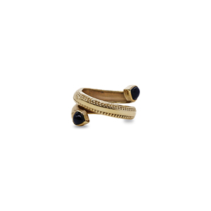 Anillo Serpiente de Ónix |   Anillo Ajustable de Latón Chapado en Oro de 18K, Estilo Bohemio - Product Image 1