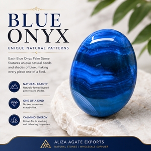 Pierre de méditation en onyx bleu naturel poli, pierre de poche, pierre précieuse, fournisseur en gros pour cadeaux, méditation et décoration - Product Image 5