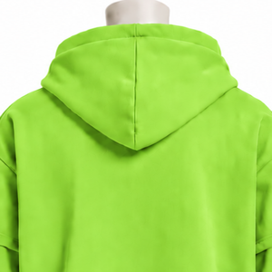 Sudadera con capucha de doble capa verde neón, de tejido grueso, con mangas superpuestas, estilo oversize, hombros caídos, informal, estilo streetwear. - Product Image 4