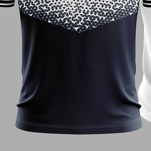 เสื้อยืดผู้ชายสีดำ-น้ำเงิน ลายเรขาคณิต พิมพ์ลายแบบ Sublimation แขนสั้น ระบายเหงื่อได้ดี ทรงปกติ น้ำหนักเบา ต้านเชื้อแบคทีเรีย ด้านหน้า - Product Image 6