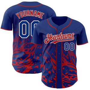 Nouvelle arrivée, maillot de baseball bleu et rouge, boutons intégrés, 160 GSM polyester, couleurs personnalisées, tailles XS-7XL, sublimation, broderie, chemise de sport - Product Image 1