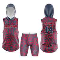 Ensemble de maillots sans manches à capuche personnalisés sublimés 7V7, imprimé léopard, vêtements de sport respirants pour adultes