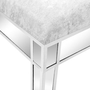 Sgabello da Trucco Illuminato con Contenitore, Struttura in Legno, Grigio Argento - Product Image 4