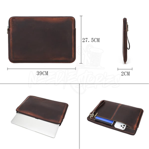 Housse d'ordinateur portable en cuir véritable imperméable et durable de style vintage pour usage professionnel avec pochette magnétique LS-0224 - Product Image 4
