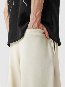 Pantalones Anchos Beige para Hombre, Cintura Elástica, Bolsillos Laterales, Pantalones Casuales Transpirables de Lona de Algodón, Ropa de Primavera - Product Image 5