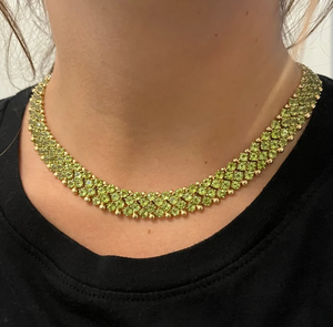 <b>Solid</b> Luxury 14K Gold Plated Link Chain Choker <b>Necklace</b> with Diamond Bezel Set Women's Wedding Fashion Jewelry - Product Image 2