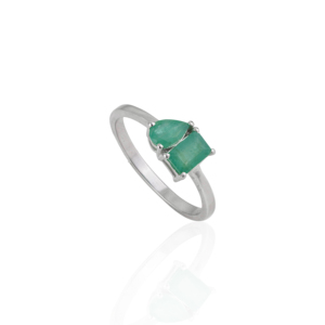 Trending 925 Sterling <b>Silver</b> Pear & Octagon Cut Natural <b>Emerald</b> Gemstone Fine <b>Ring</b> For Women's Wholesale Price - Product Image 1