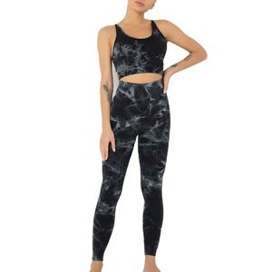 Women's 2 Piece Sports Wear <b>Set</b> <b>Tie</b> Dye Print Crop Top High Waist Leggings Full Length Skinny Fit All Seasons Breathable Sporty - Product Image 1