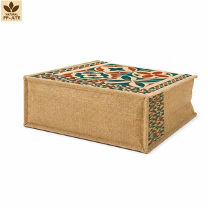 Custom Printed Laminated Jute Grocery Shopping <b>Tote</b> Bag 36x40x15 cm Reusable Wholesale OEM Private Label Manufacturer Exporter - Product Image 3