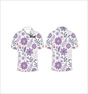 เสื้อโปโลพิมพ์ลายดอกไม้สีม่วงสำหรับผู้ชาย แขนสั้น สวมใส่สบายๆ ในฤดูร้อน เหมาะสำหรับเล่นกอล์ฟ เสื้อโปโลน้ำหนักเบา มีปก แฟชั่น - Product Image 5
