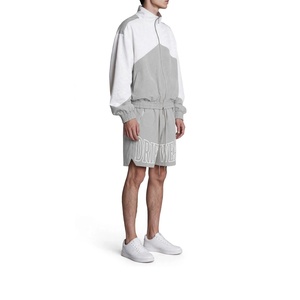 Custom OEM Oversized <b>Summer</b> Tracksuit Set <b>Men</b> Streetwear Two Piece Color Block Polyester Front Logo Windbreaker <b>Jacket</b> Shorts - Product Image 4
