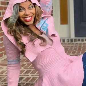 Suéter Varsity con Peplum para Mujer, Marca Jack and Jill, Color Rosa, Tejido de Punto, Manga Larga, Cárdigan Moderno, Ropa Casual y Elegante para Mujer - Product Image 5