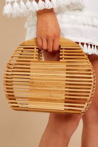 Bolso de Mano de Bambú Hecho a Mano para Mujer, Bolso de Media Luna, Estilo Vintage Boho, Bolso de Playa de Verano, Ecológico, con Diseño Calado - Product Image 3