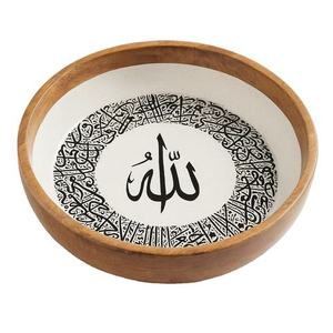 Bol de service décoratif pour le Ramadan en bois de manguier émaillé imprimé pour les occasions spéciales - Product Image 2