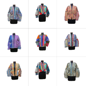 เสื้อแจ็คเก็ตถักลายคันธา สำหรับฤดูร้อน/ฤดูหนาว ฤดูใบไม้ผลิ ฤดูใบไม้ร่วง ผลิตจากผ้าฝ้าย 100% คอวี แขนยาว ระบายอากาศได้ดี แห้งเร็ว เป็นมิตรกับสิ่งแวดล้อม - Product Image 1